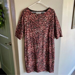 Peruvian Connection XL Red Black Knee Length 3/4 Sleeve Dress 100% Pima Cotton